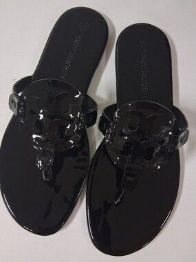 Tory Burch Women’s Miller Patent Thong Sandal – Black Size 9.5